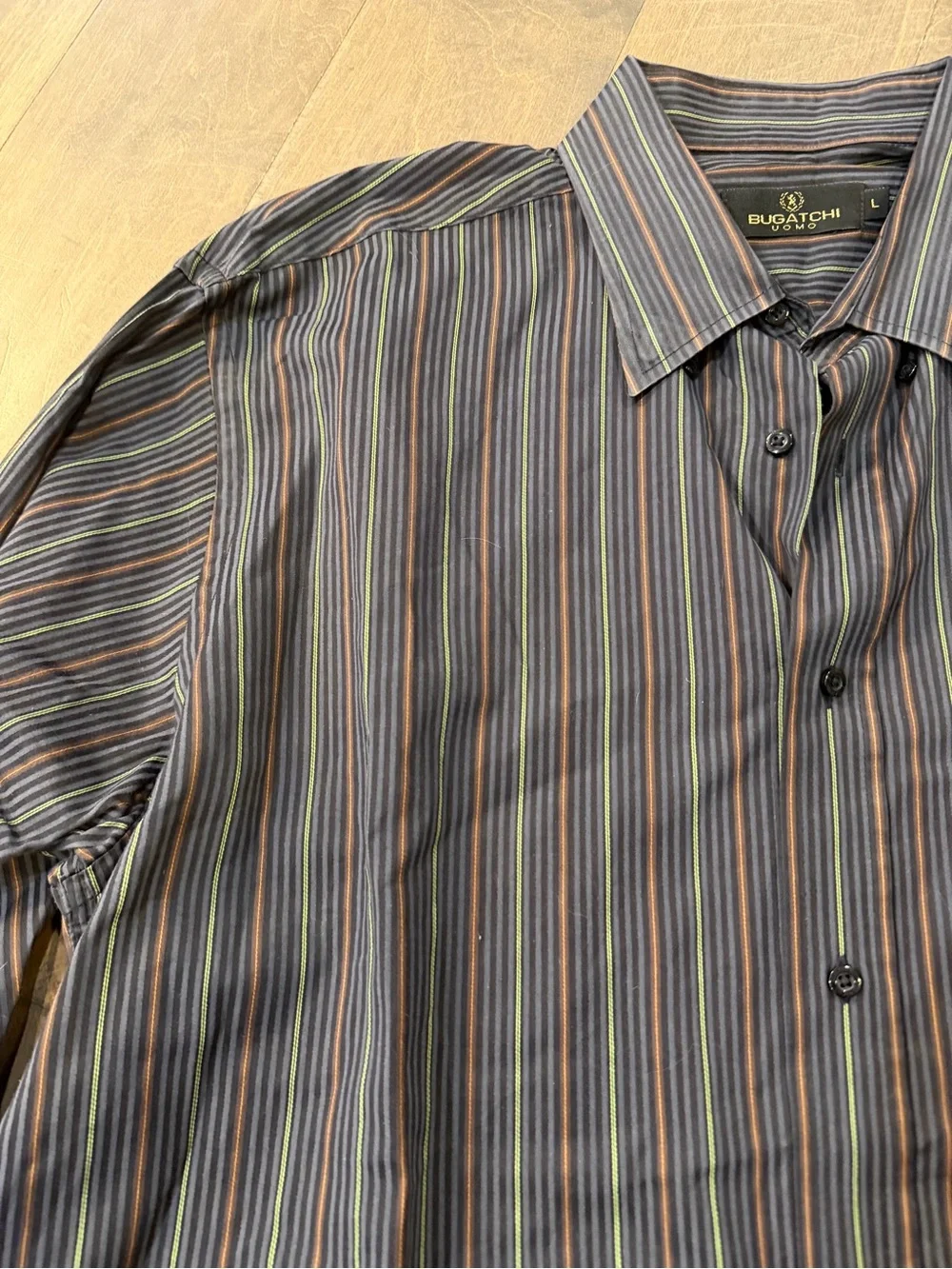 Bugatchi uomo black Multi-Stripe Dress Shirt - Picture 3 of 6